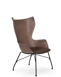 Online Kartell K/wood slatted ash/leather seat BOIS FONCÉ - SLATTED ASH/CUIR