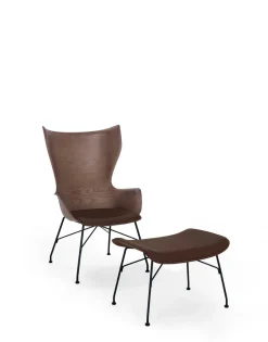 Online Kartell K/wood slatted ash/leather seat BOIS FONCÉ - SLATTED ASH/CUIR