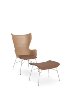 Hot Kartell K/wood slatted ash/leather seat BOIS CLAIR - SLATTED ASH/CUIR
