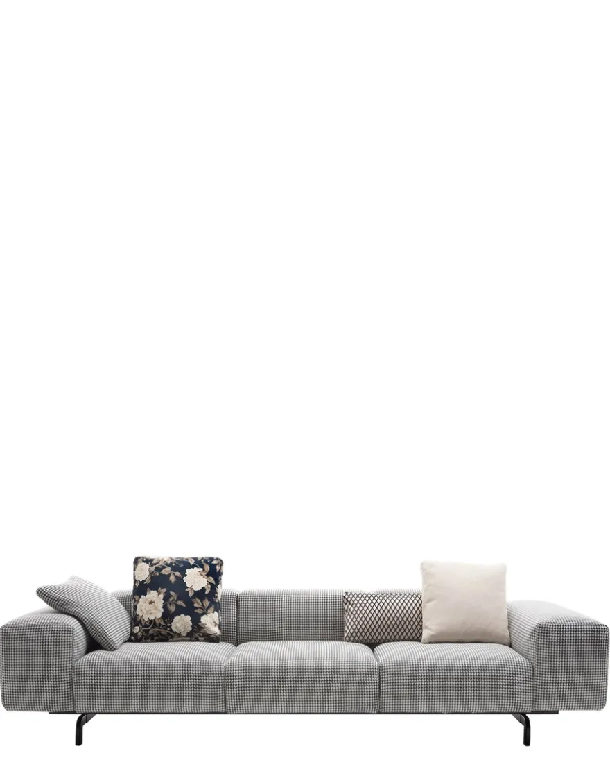 Sale Kartell Largo trois places canapé pied de poule GRIS