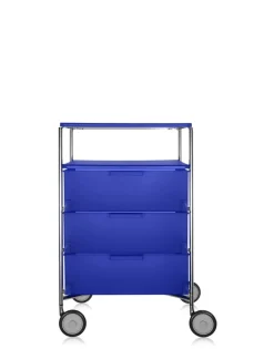 Kartell Mobil 3 tiroirs / 1 étagère avec roulettes BLEU COBALT