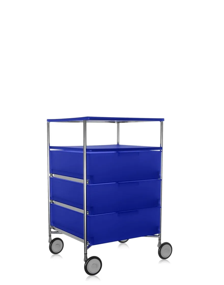 Kartell Mobil 3 tiroirs / 1 étagère avec roulettes BLEU COBALT