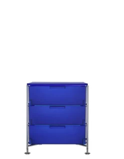 Outlet Kartell Mobil 3 tiroirs sur pieds BLEU COBALT