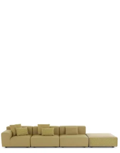 Kartell Plastics outdoor liberty 3 places + 1 pouf obi check JAUNE