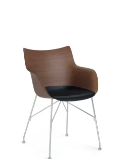 Kartell Q/wood BOIS FONCÉ/CHROME