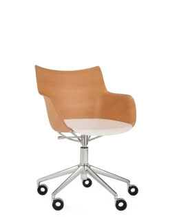 Sale Kartell Q/wood wheels BOIS CLAIR/CHROME