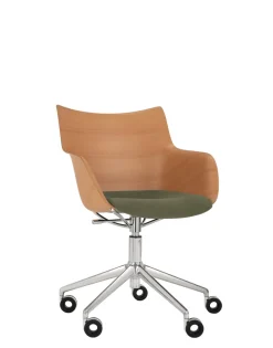 New Kartell Q/wood wheels soft BOIS CLAIR/CHROME/VERT