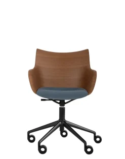 Sale Kartell Q/wood wheels soft BOIS FONCÉ/NOIR/BLEU CLAIR