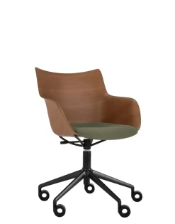 Clearance Kartell Q/wood wheels soft BOIS FONCÉ/NOIR/VERT