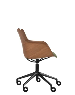 Clearance Kartell Q/wood wheels soft BOIS FONCÉ/NOIR/VERT
