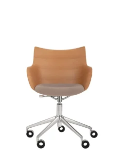 Discount Kartell Q/wood wheels soft BOIS CLAIR/CHROME/ECRÙ