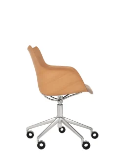 Discount Kartell Q/wood wheels soft BOIS CLAIR/CHROME/ECRÙ